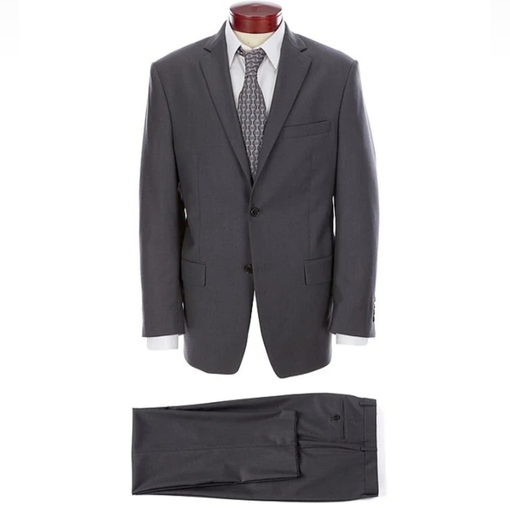 Ralph Ralph Lauren Slim Fit Charcoal Flat Front Solid Wool Suit